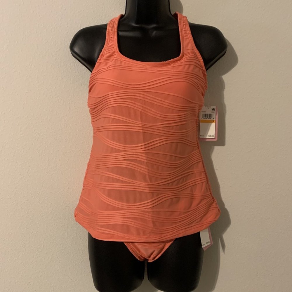 GO by Gossip Wavelength Textured Scoop-Neck Tankini Set, Size S